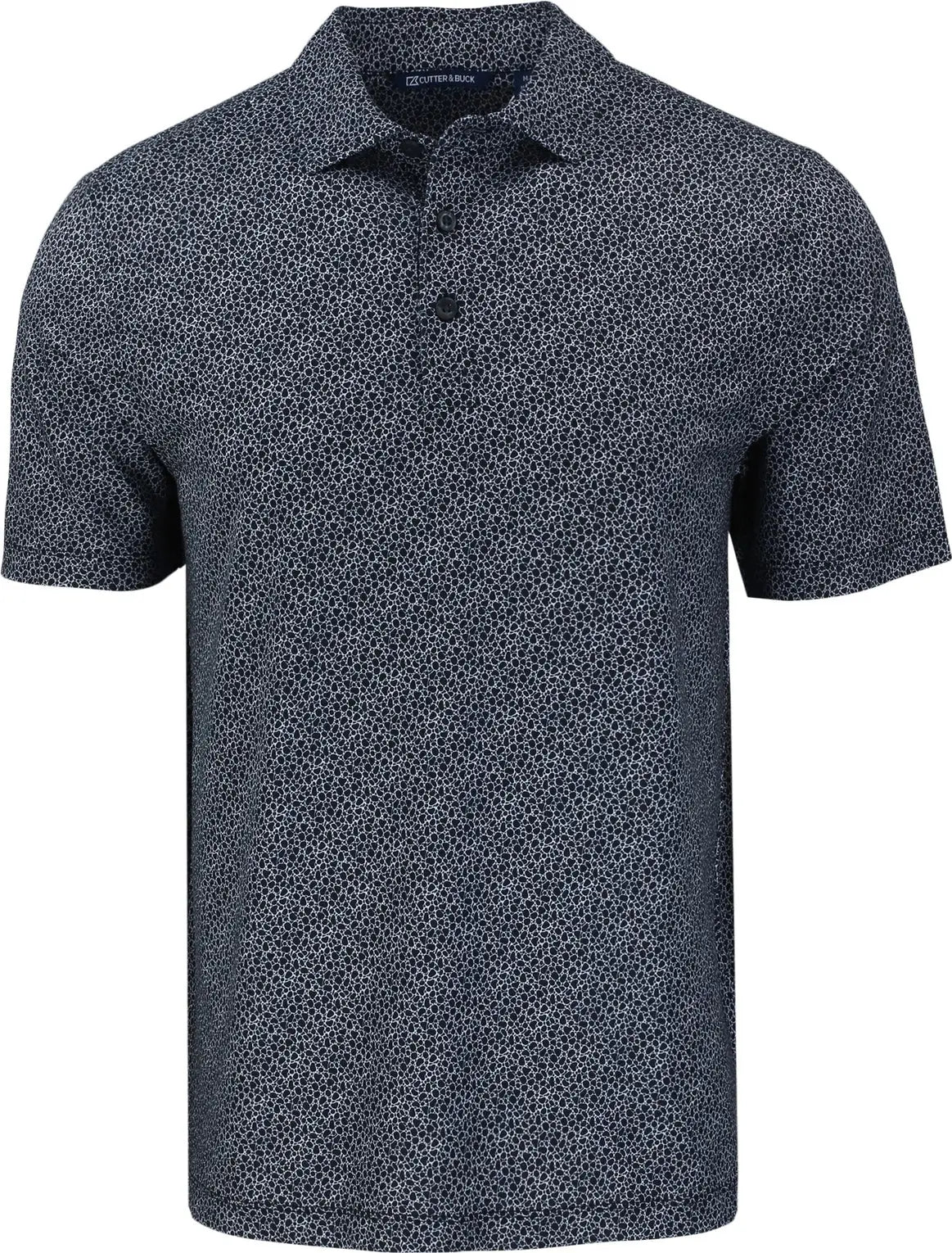 Cutter & Buck Mck01304 Pike Eco Pebble Print Stretch Recycled Mens Polo - Black White
