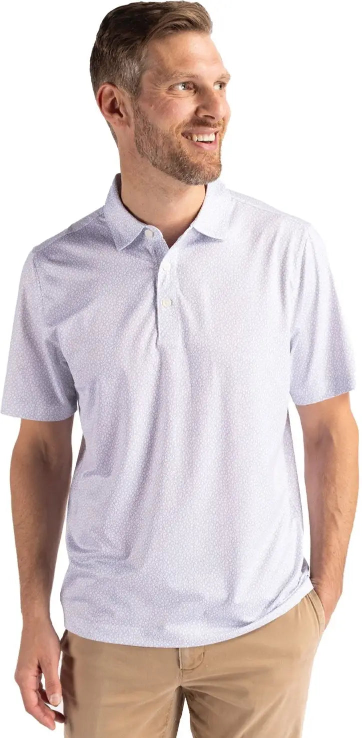 Cutter & Buck Mck01304 Pike Eco Pebble Print Stretch Recycled Mens Polo - White - Adult s