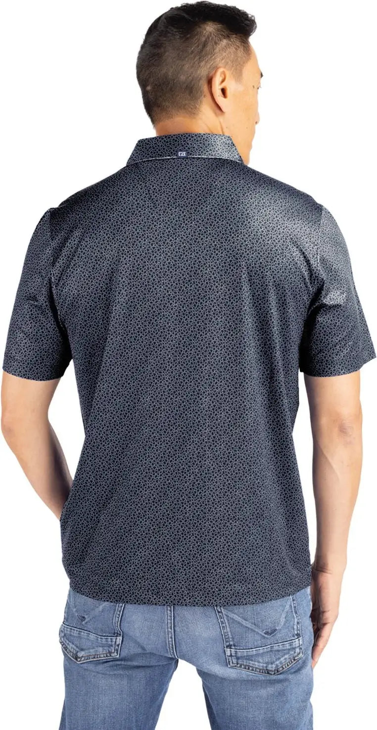 Cutter & Buck Mck01304 Pike Eco Pebble Print Stretch Recycled Mens Polo - Black White