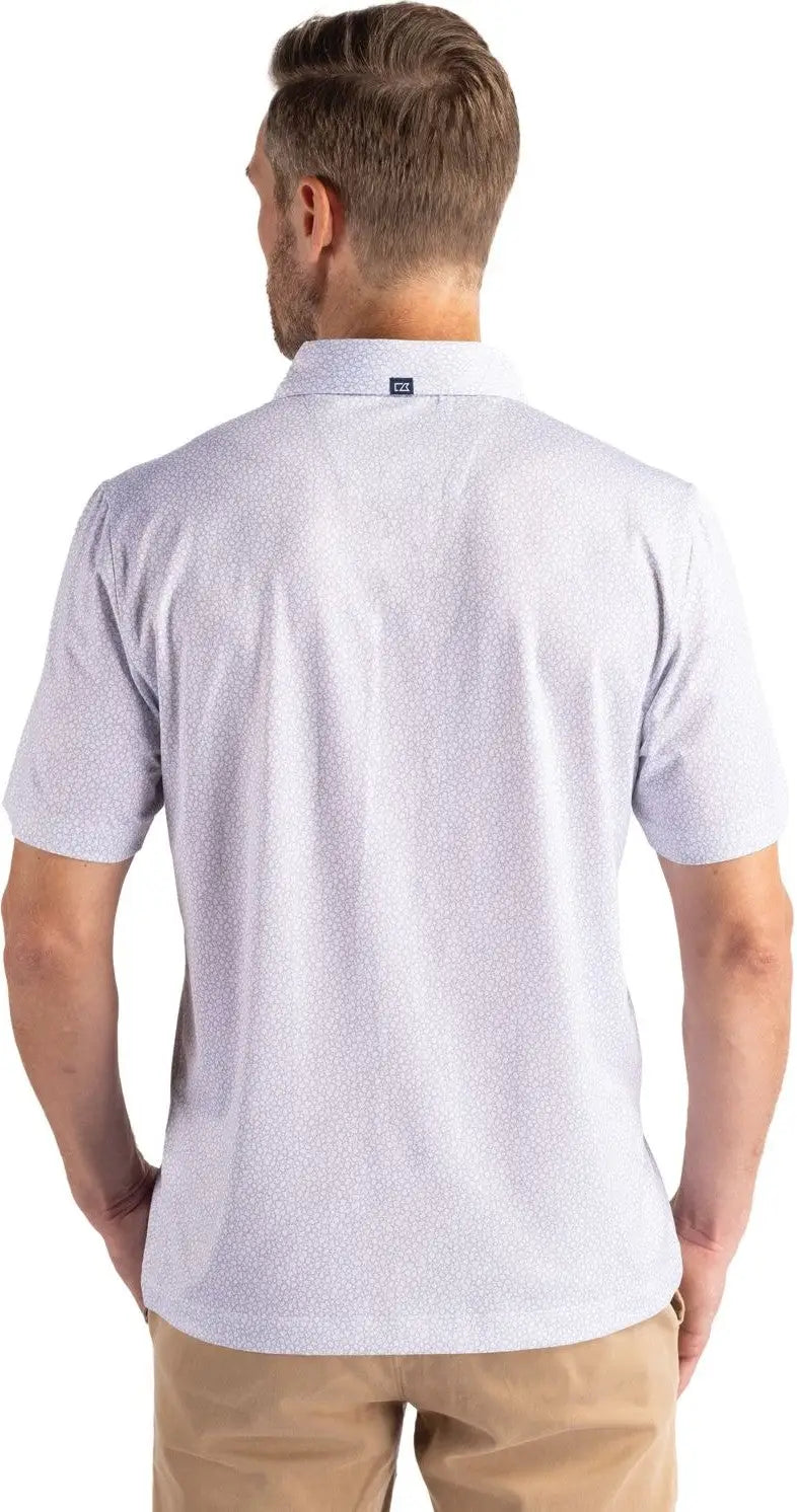 Cutter & Buck Mck01304 Pike Eco Pebble Print Stretch Recycled Mens Polo - White