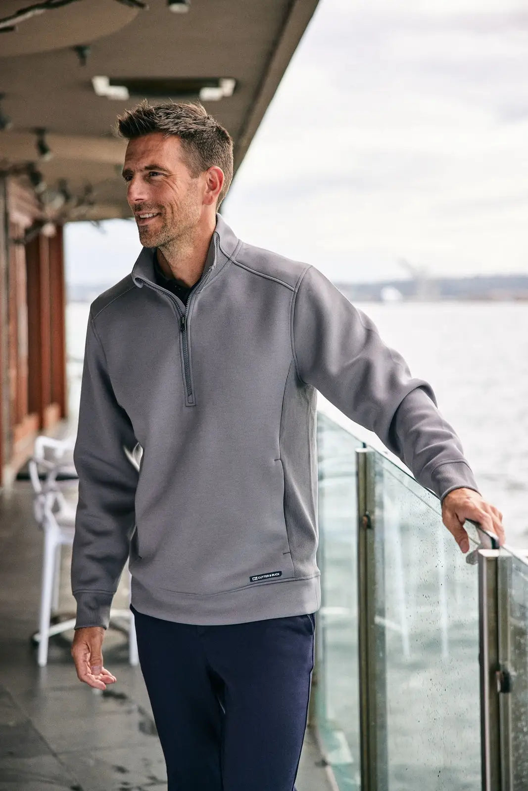 Cutter & Buck Mck01308 Roam Epic Versatility Recycled Quarter Zip Mens Pullover - Elemental Gray
