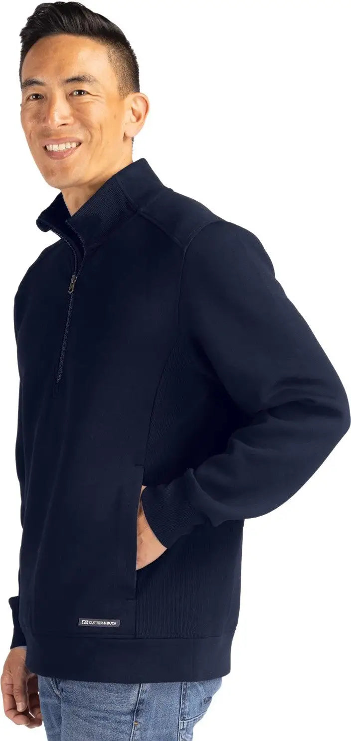 Cutter & Buck Mck01308 Roam Epic Versatility Recycled Quarter Zip Mens Pullover - Navy Blue