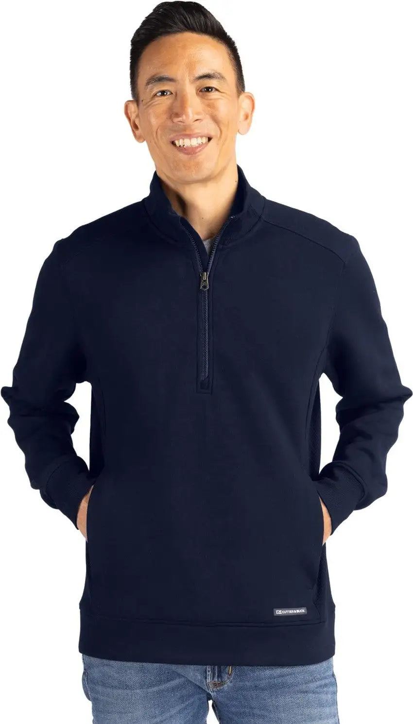Cutter & Buck Mck01308 Roam Epic Versatility Recycled Quarter Zip Mens Pullover - Navy Blue - Adult s