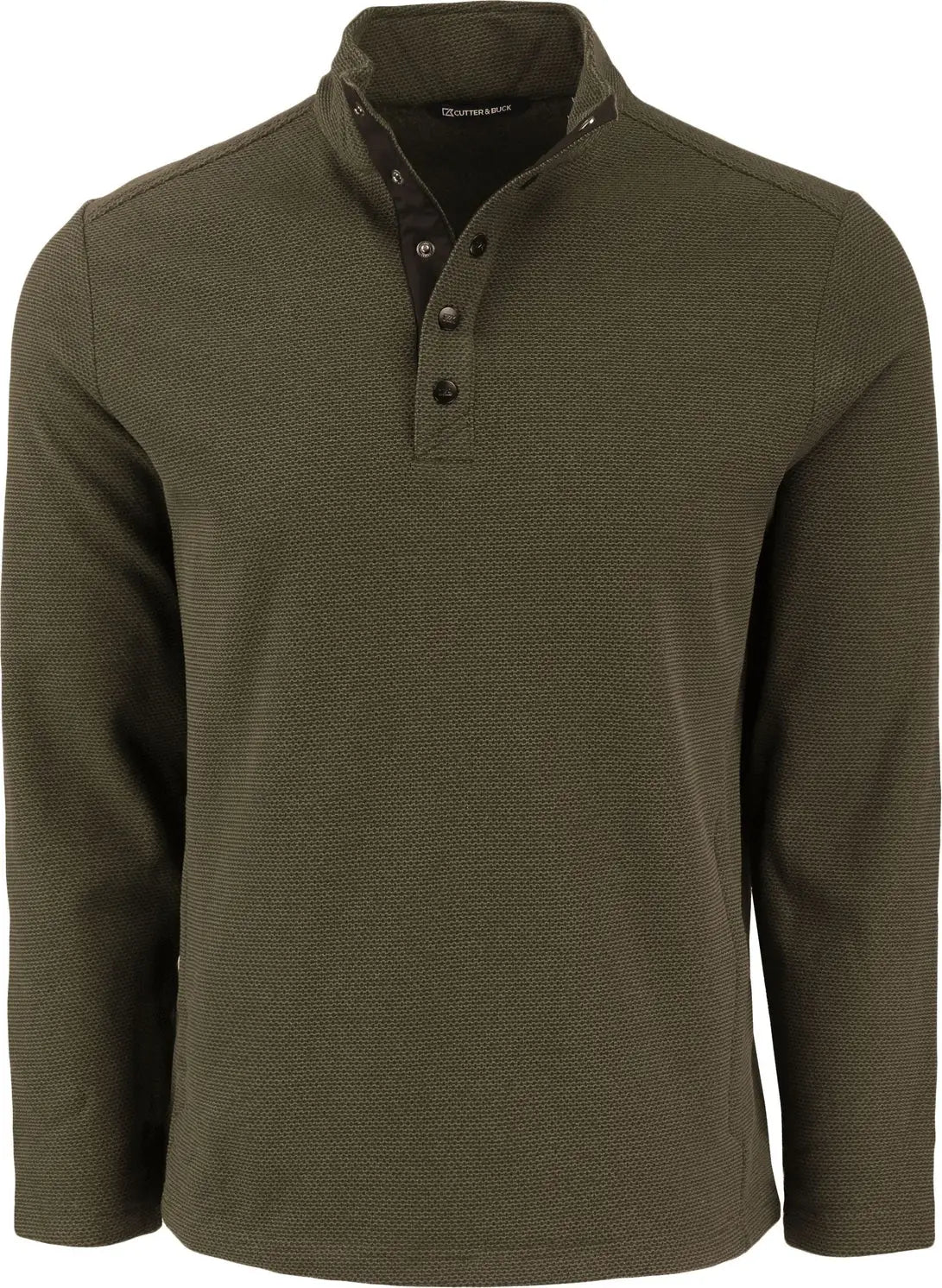 Cutter & Buck Mck01324 Hunts Point Eco Textured Fleece Recycled Mens Snap Pullover - Poplar