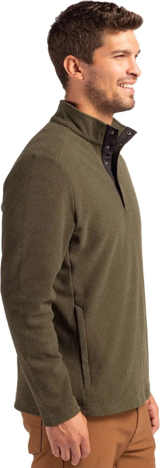 Cutter & Buck Mck01324 Hunts Point Eco Textured Fleece Recycled Mens Snap Pullover - Poplar