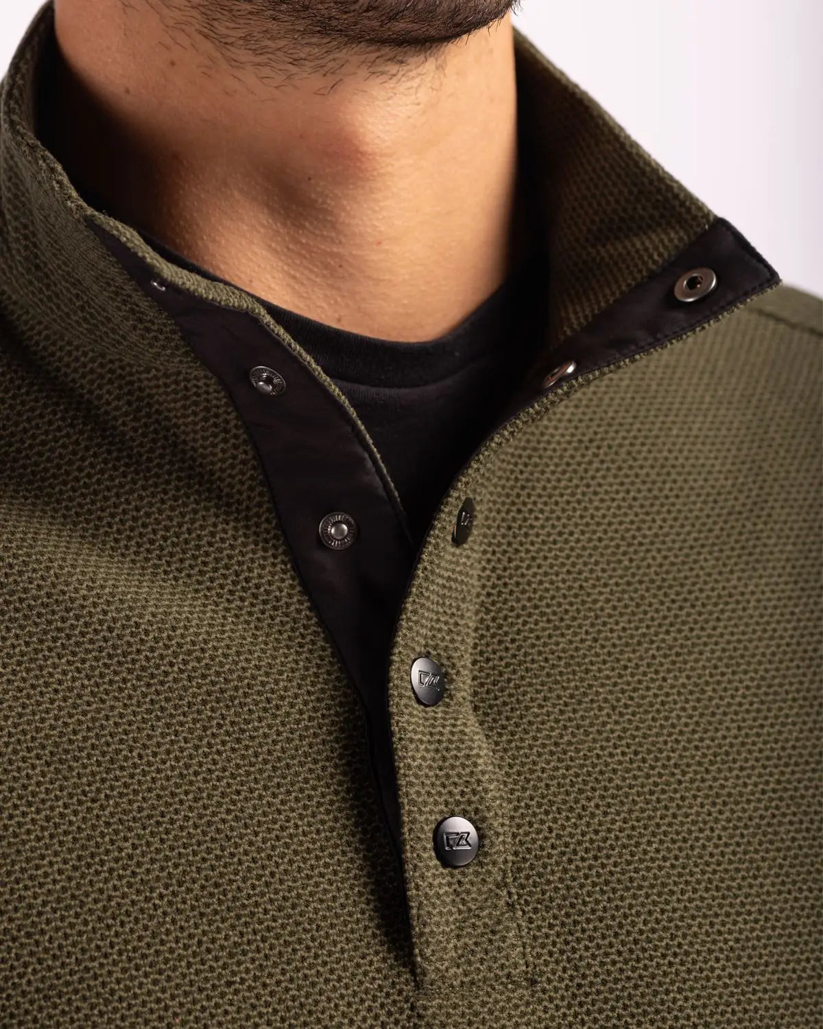 Cutter & Buck Mck01324 Hunts Point Eco Textured Fleece Recycled Mens Snap Pullover - Poplar