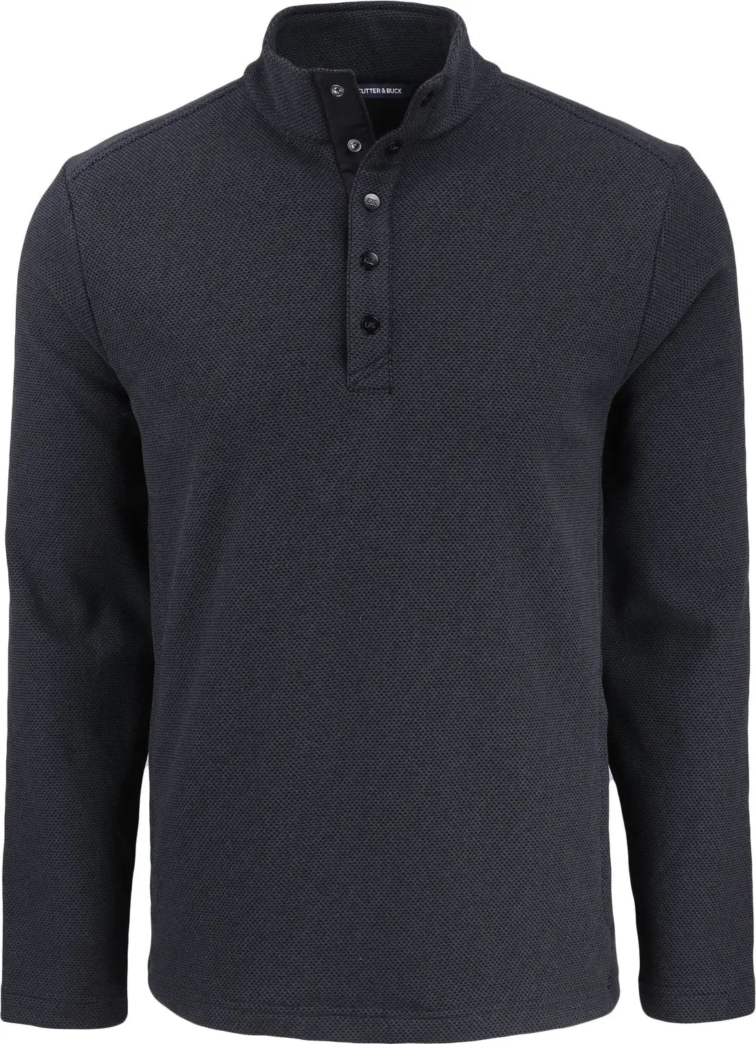 Cutter & Buck Mck01324 Hunts Point Eco Textured Fleece Recycled Mens Snap Pullover - Black