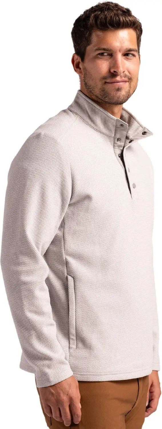 Cutter & Buck Mck01324 Hunts Point Eco Textured Fleece Recycled Mens Snap Pullover - Polished