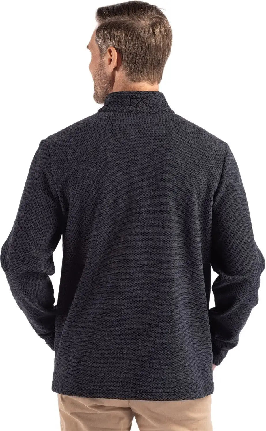 Cutter & Buck Mck01324 Hunts Point Eco Textured Fleece Recycled Mens Snap Pullover - Black