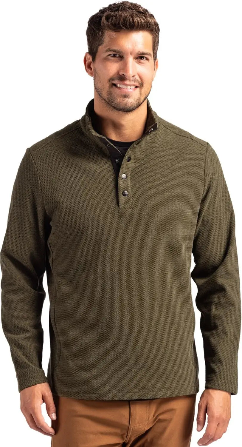 Cutter & Buck Mck01324 Hunts Point Eco Textured Fleece Recycled Mens Snap Pullover - Poplar - Adult s