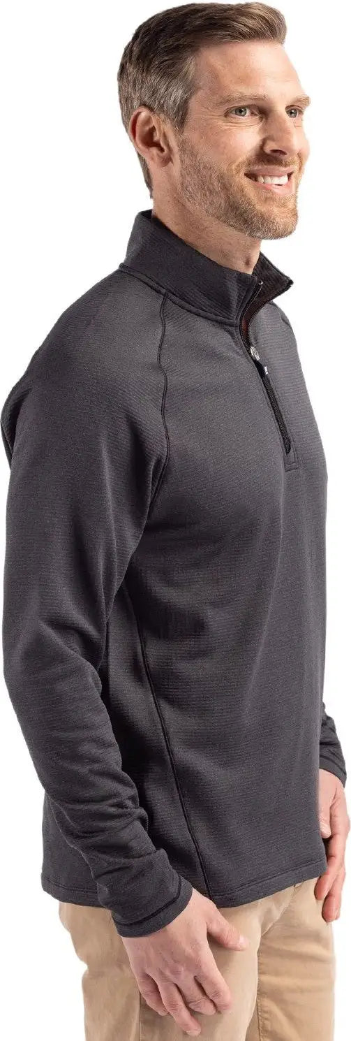 Cutter & Buck Mck01325 Peshastin Fleece Recycled Mens Half Zip Pullover - Black Heather