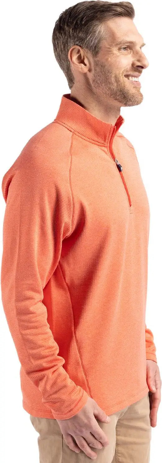 Cutter & Buck Mck01325 Peshastin Fleece Recycled Mens Half Zip Pullover - College Orange Heather