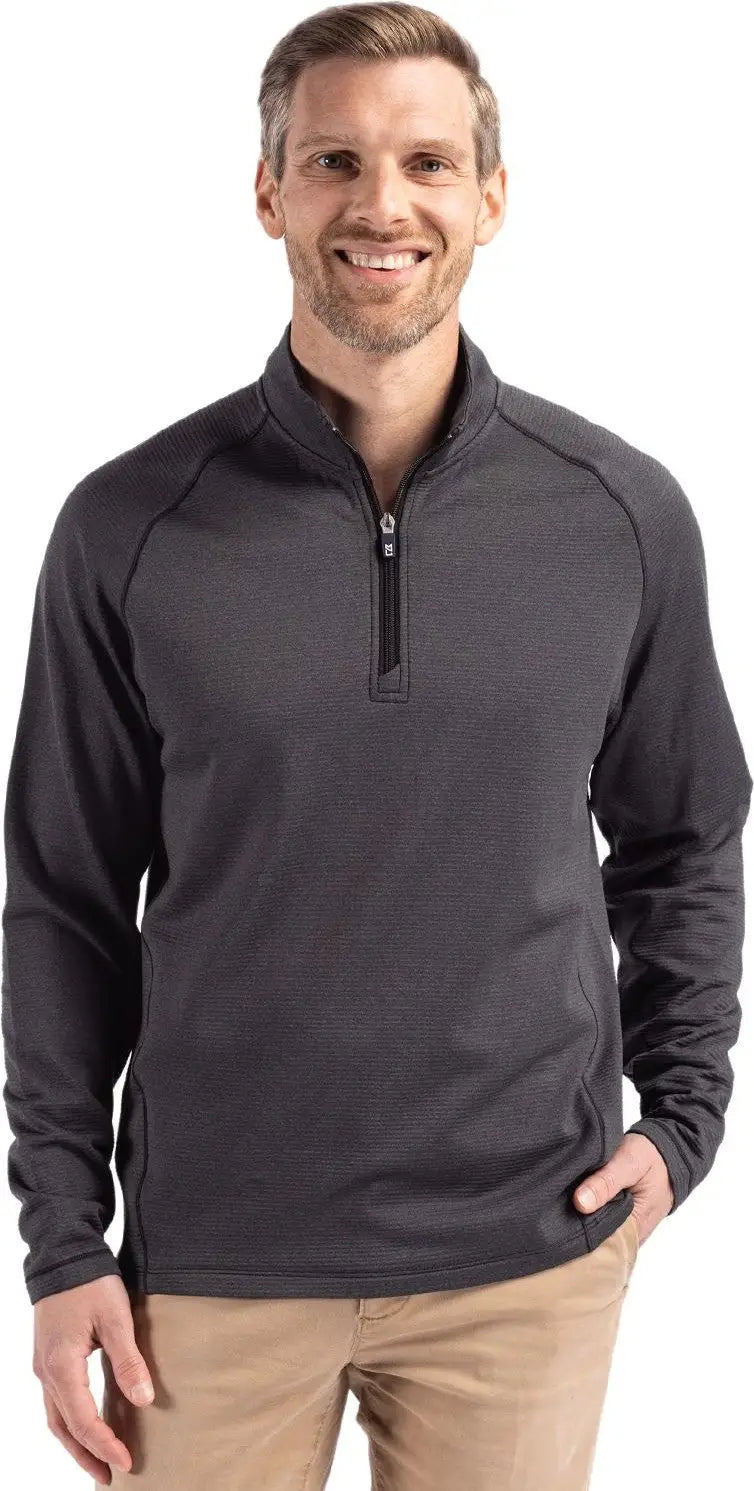 Cutter & Buck Mck01325 Peshastin Fleece Recycled Mens Half Zip Pullover - Black Heather - Adult s