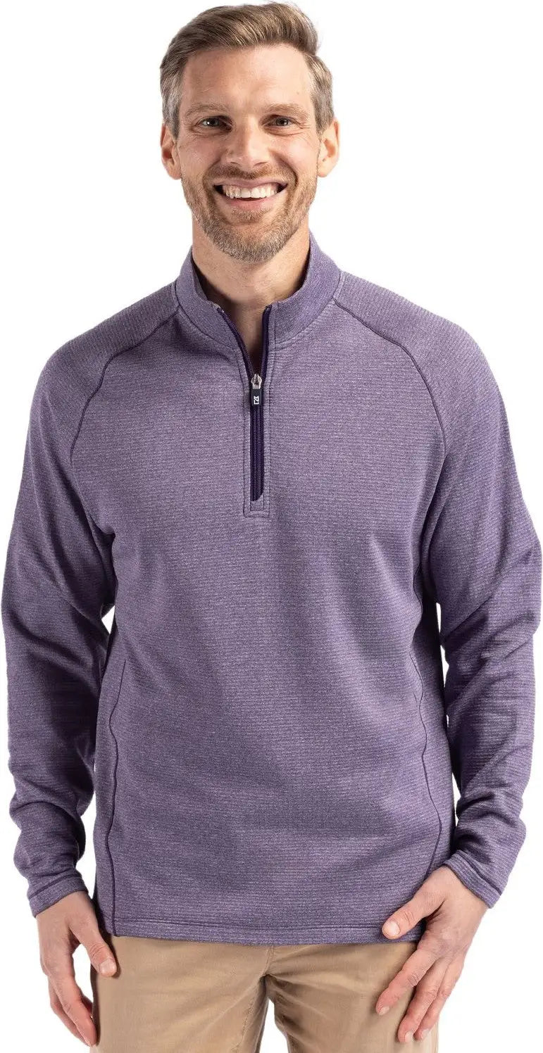 Cutter & Buck Mck01325 Peshastin Fleece Recycled Mens Half Zip Pullover - College Purple Heather - Adult s