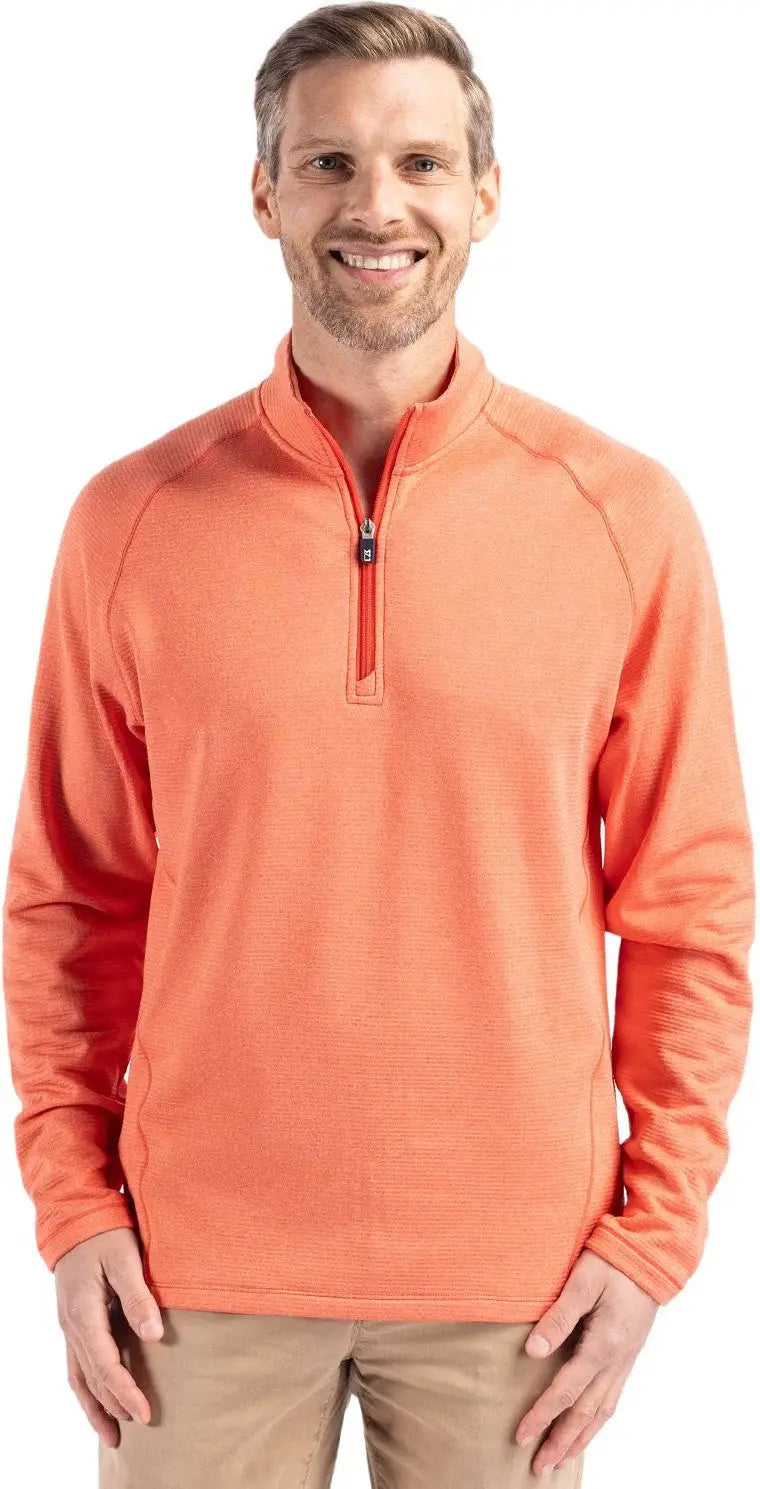 Cutter & Buck Mck01325 Peshastin Fleece Recycled Mens Half Zip Pullover - College Orange Heather - Adult s
