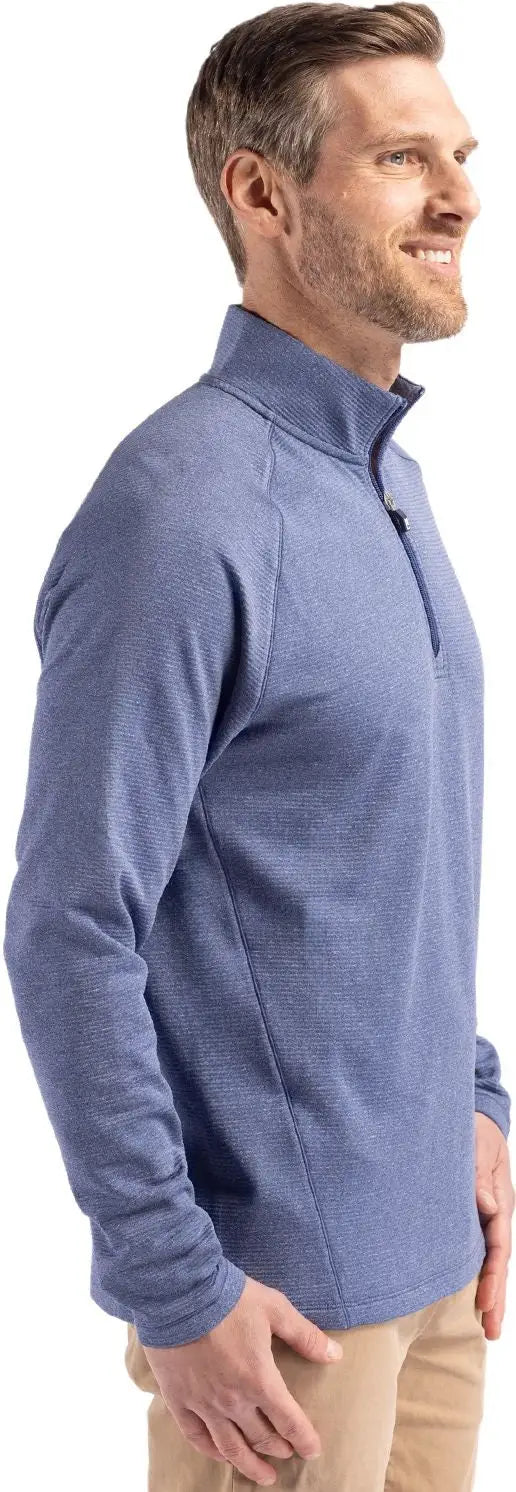 Cutter & Buck Mck01325 Peshastin Fleece Recycled Mens Half Zip Pullover - Tour Blue Heather