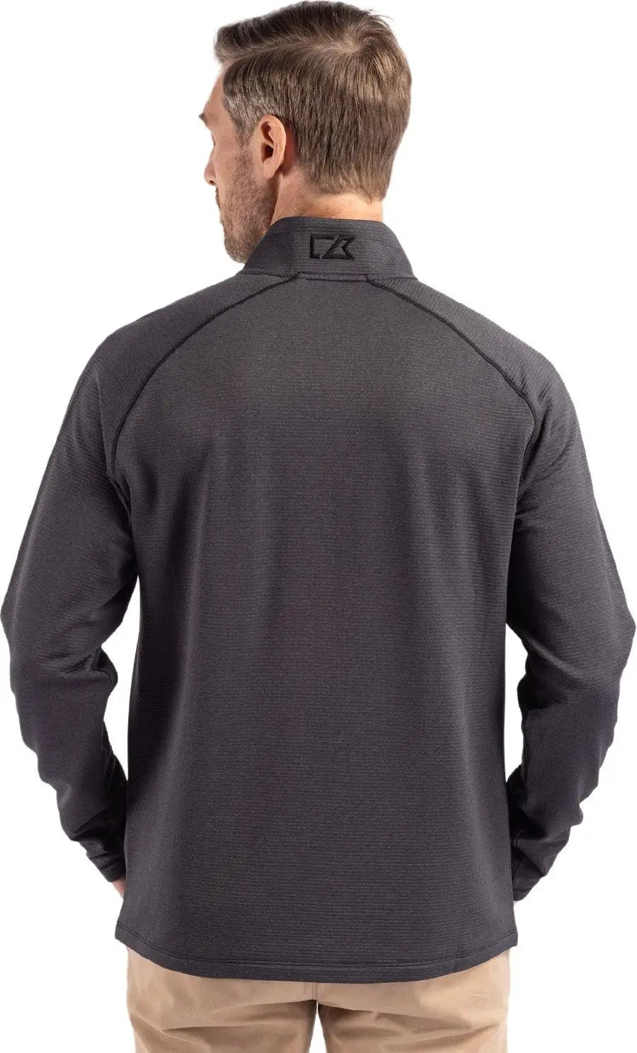 Cutter & Buck Mck01325 Peshastin Fleece Recycled Mens Half Zip Pullover - Black Heather