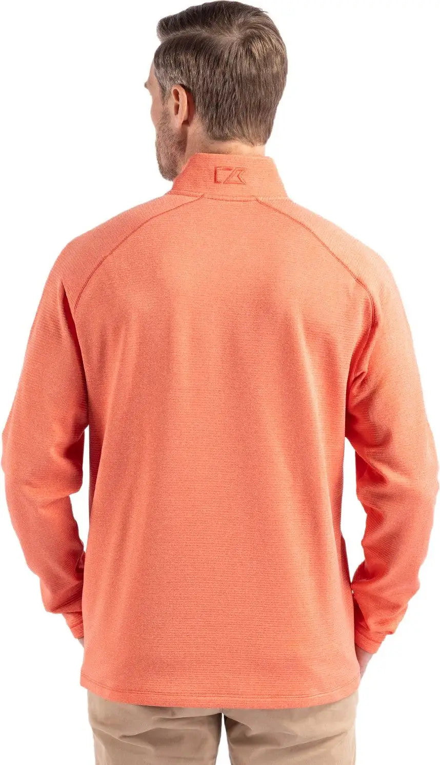 Cutter & Buck Mck01325 Peshastin Fleece Recycled Mens Half Zip Pullover - College Orange Heather