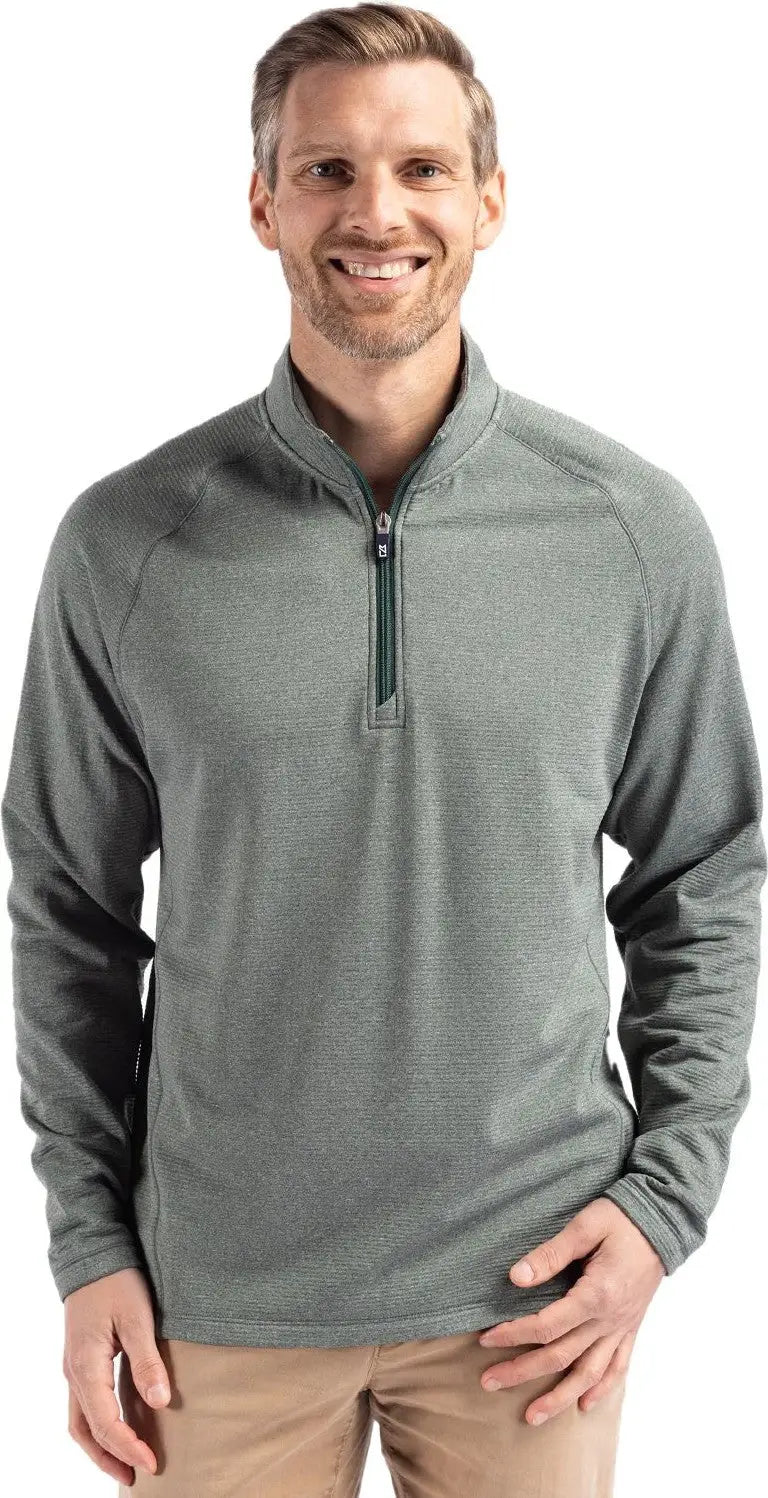Cutter & Buck Mck01325 Peshastin Fleece Recycled Mens Half Zip Pullover - Hunter Heather - Adult s