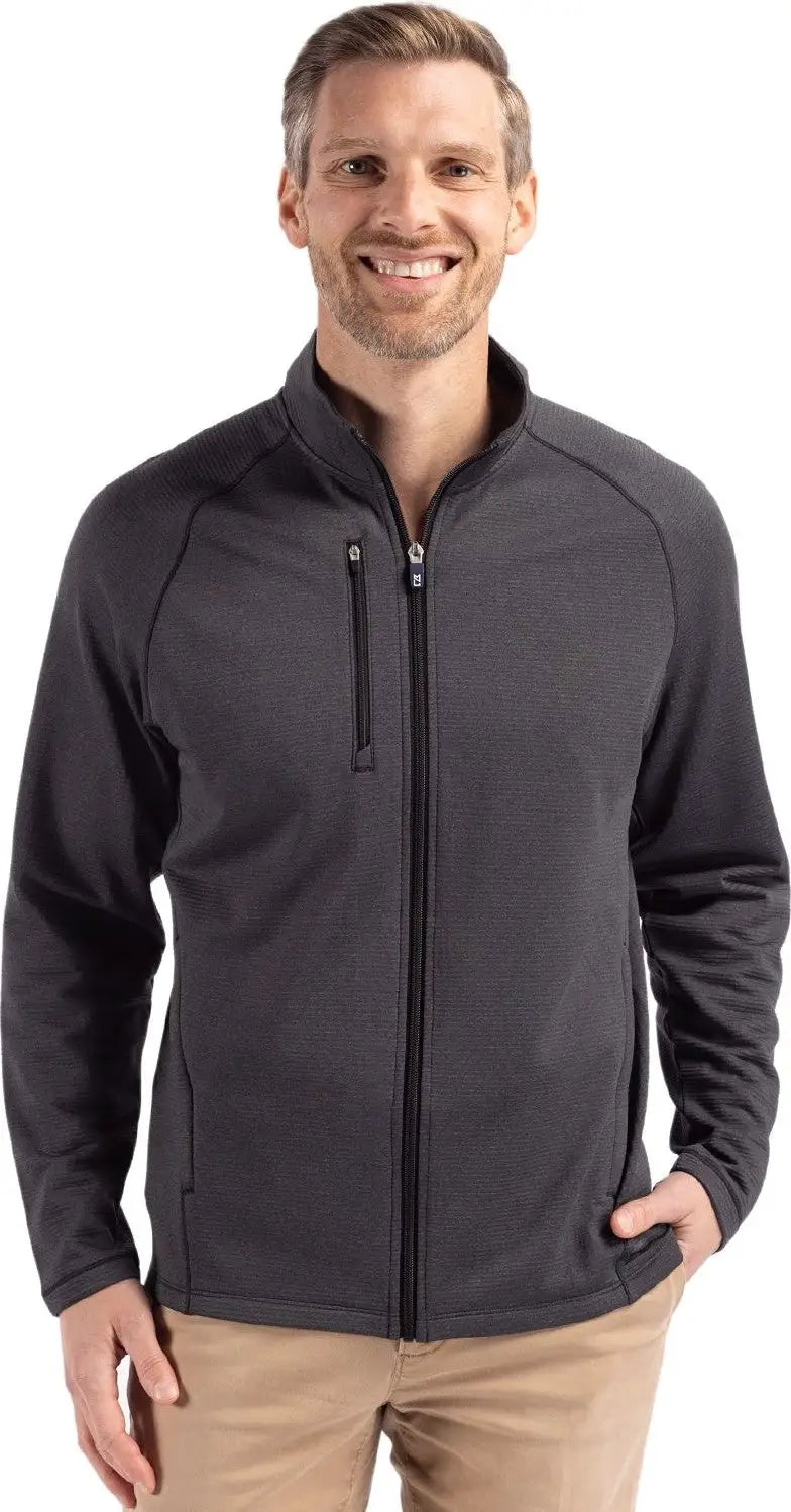 Cutter & Buck Mck01326 Peshastin Fleece Recycled Mens Full Zip Jacket - Black Heather - Adult s