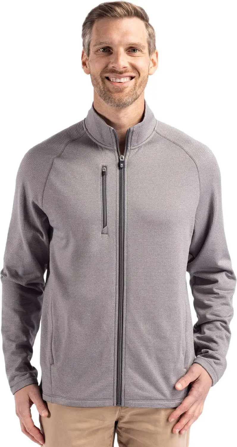 Cutter & Buck Mck01326 Peshastin Fleece Recycled Mens Full Zip Jacket - Elemental Gray Heather - Adult s