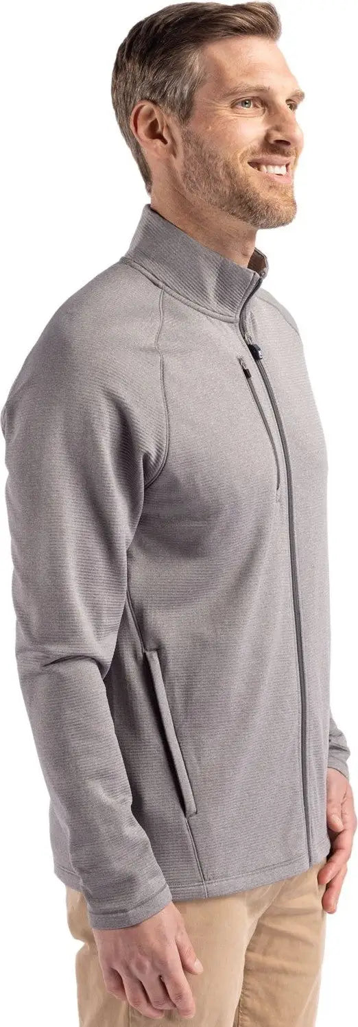 Cutter & Buck Mck01326 Peshastin Fleece Recycled Mens Full Zip Jacket - Elemental Gray Heather