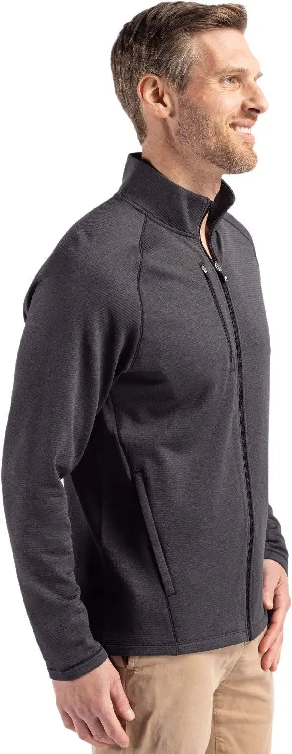Cutter & Buck Mck01326 Peshastin Fleece Recycled Mens Full Zip Jacket - Black Heather