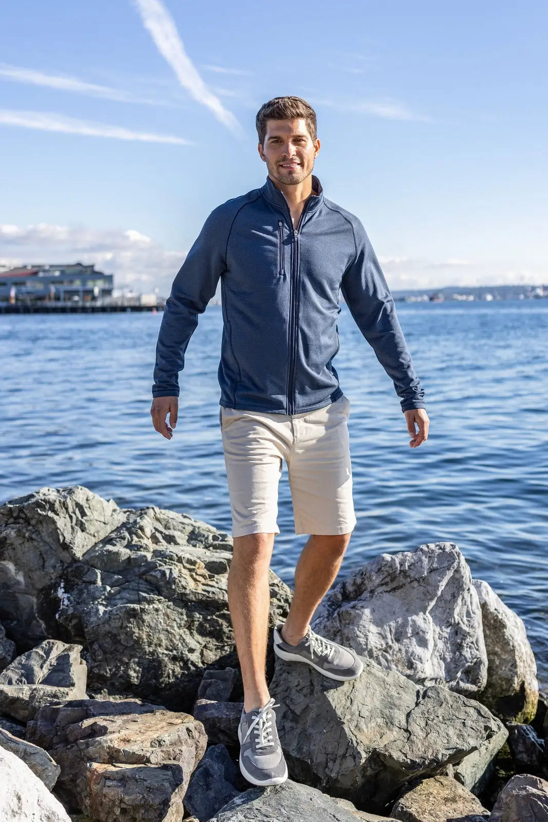 Cutter & Buck Mck01326 Peshastin Fleece Recycled Mens Full Zip Jacket - Navy Blue Heather