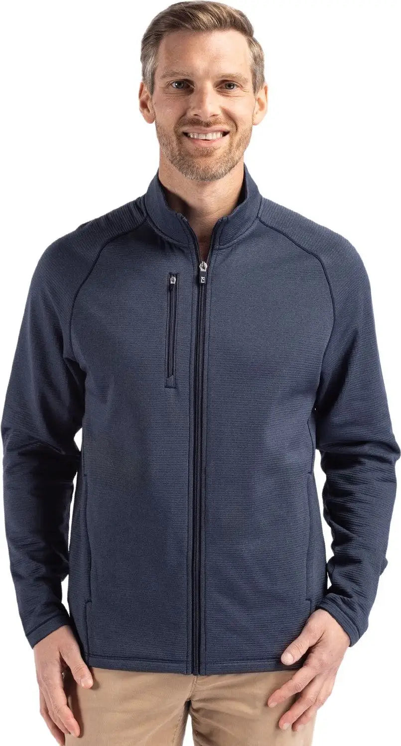 Cutter & Buck Mck01326 Peshastin Fleece Recycled Mens Full Zip Jacket - Navy Blue Heather - Adult s
