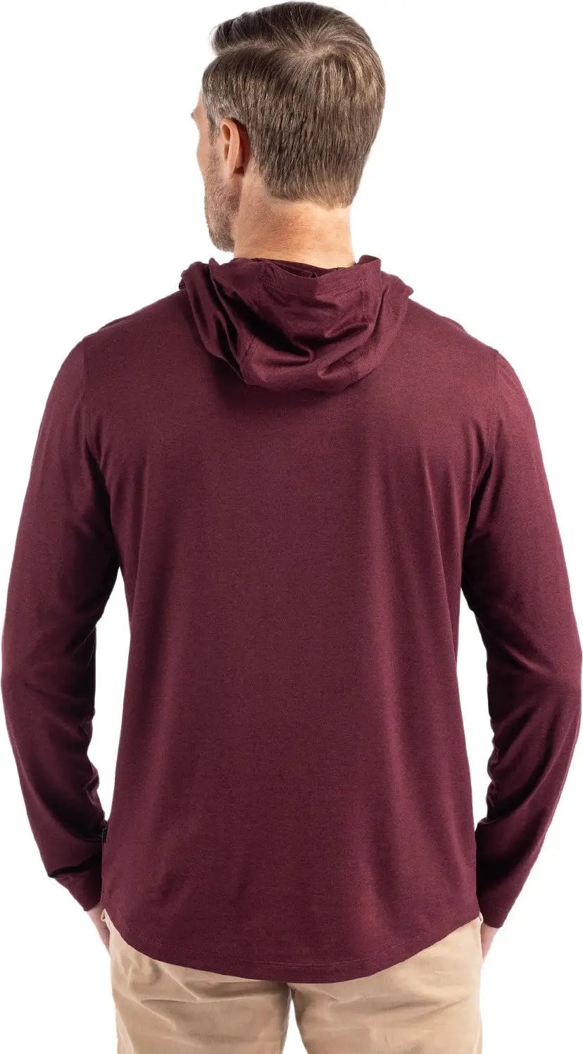 Cutter & Buck Mck01330 Coastline Epic Comfort Recycled Mens Hooded Shirt - Bordeaux - Adult s