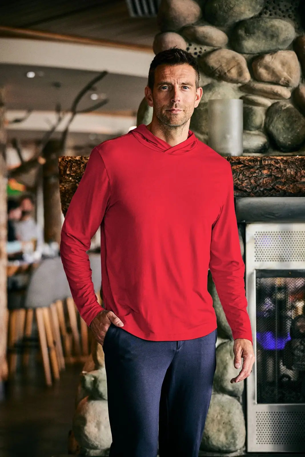 Cutter & Buck Mck01330 Coastline Epic Comfort Recycled Mens Hooded Shirt - Cardinal Red