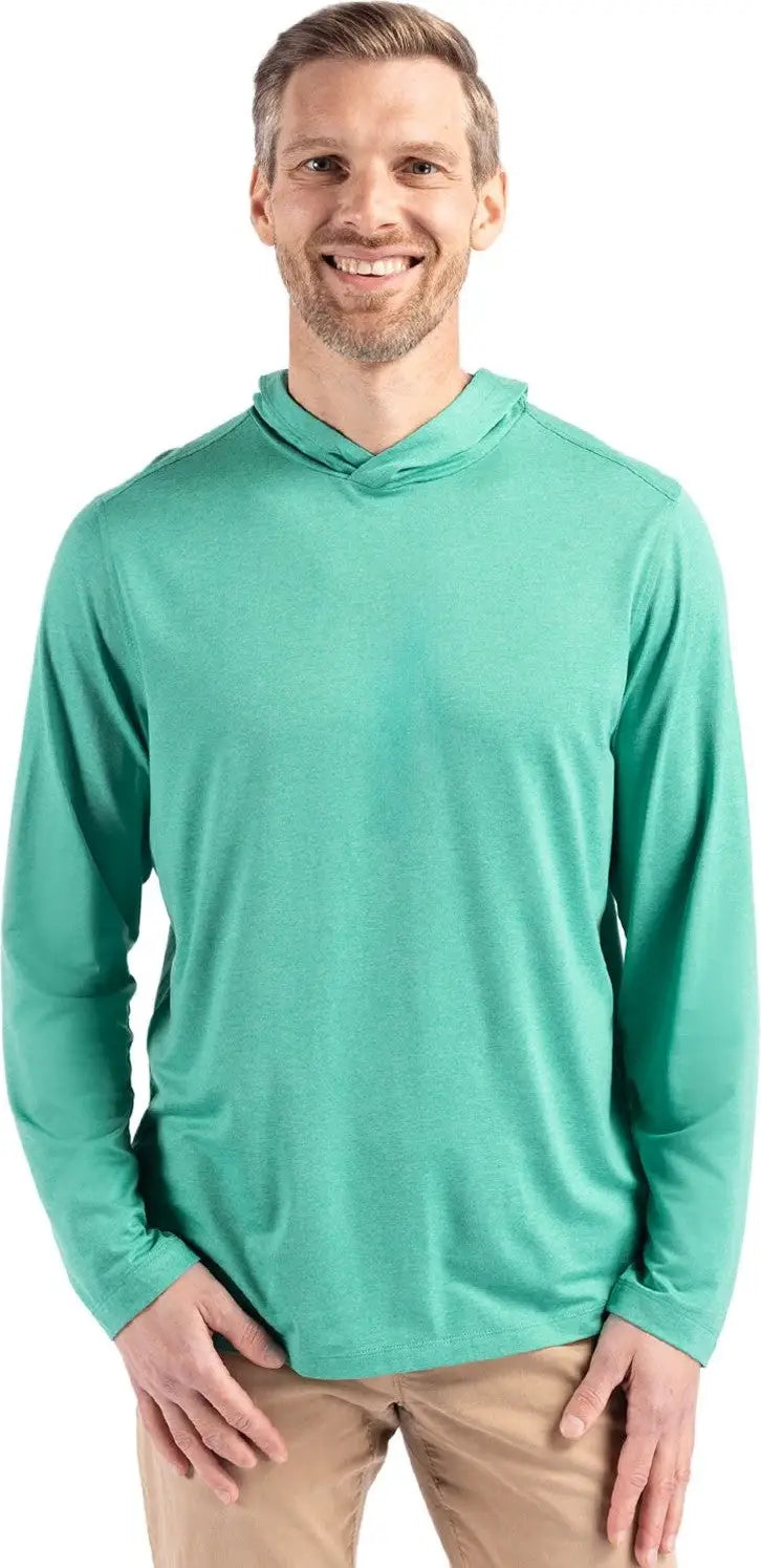 Cutter & Buck Mck01330 Coastline Epic Comfort Recycled Mens Hooded Shirt - Kelly Green - Adult s