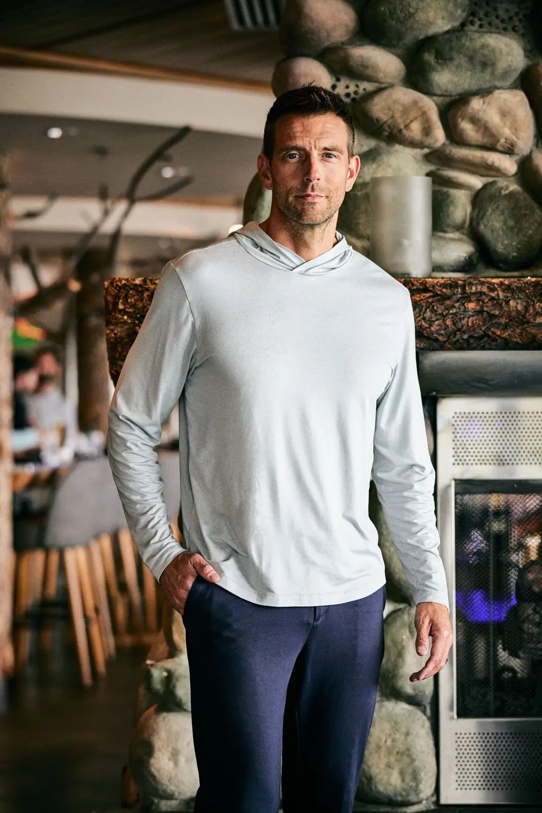 Cutter & Buck Mck01330 Coastline Epic Comfort Recycled Mens Hooded Shirt - Concrete