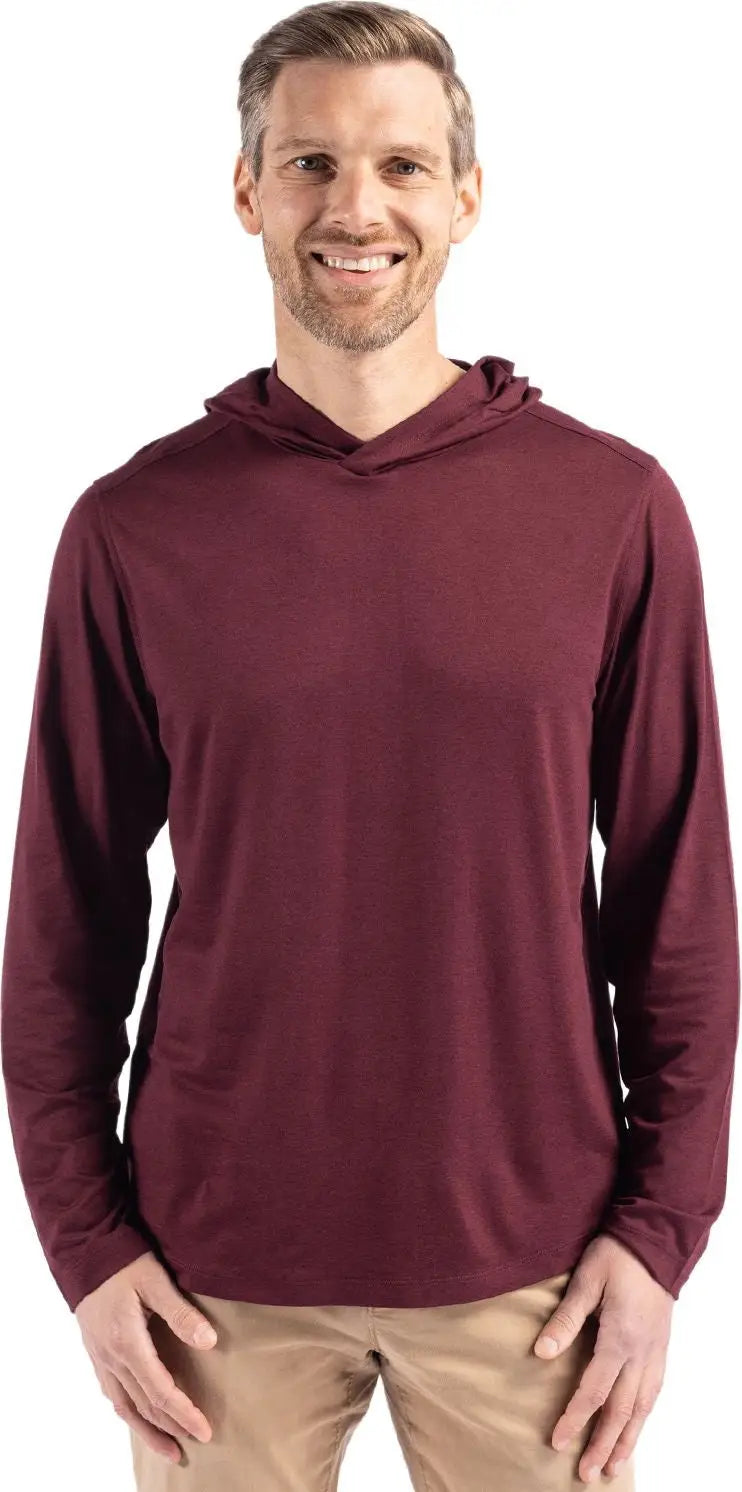 Cutter & Buck Mck01330 Coastline Epic Comfort Recycled Mens Hooded Shirt - Bordeaux - Adult s