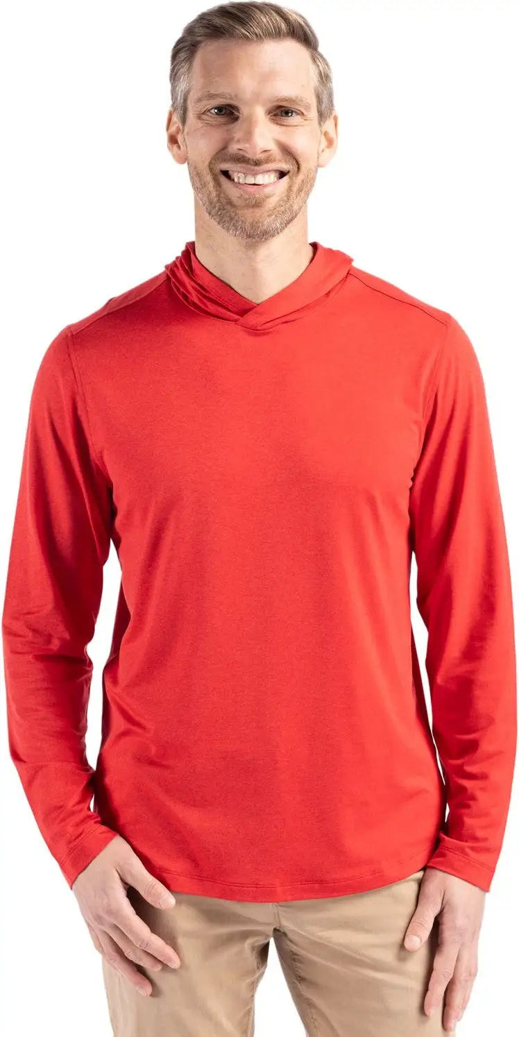 Cutter & Buck Mck01330 Coastline Epic Comfort Recycled Mens Hooded Shirt - Red - Adult s