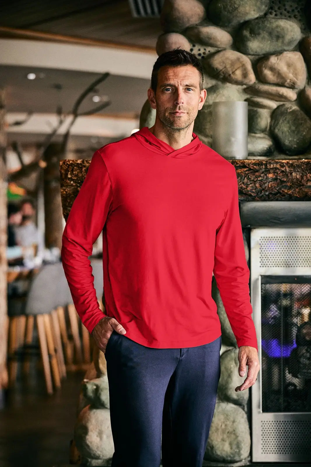 Cutter & Buck Mck01330 Coastline Epic Comfort Recycled Mens Hooded Shirt - Cardinal Red