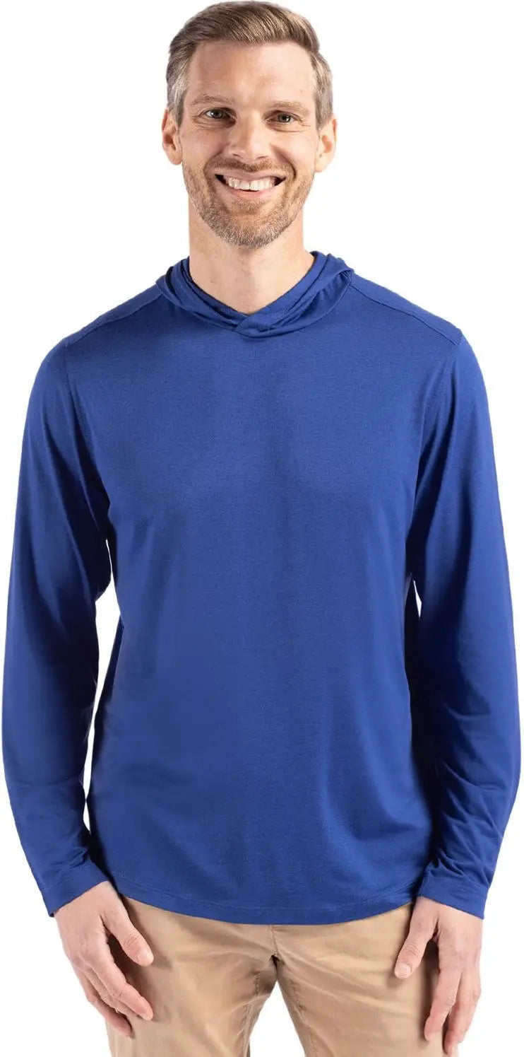 Cutter & Buck Mck01330 Coastline Epic Comfort Recycled Mens Hooded Shirt - Tour Blue - Adult s