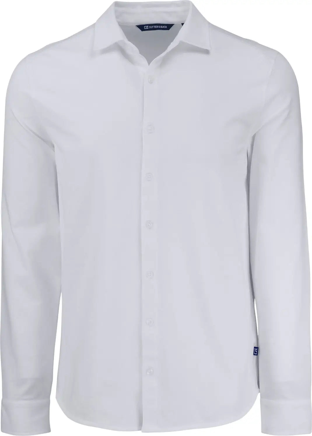 Cutter & Buck Mck01332 Advantage Tri-blend Eco Soft Pique Long Sleeve Knitted Mens Button Up - White