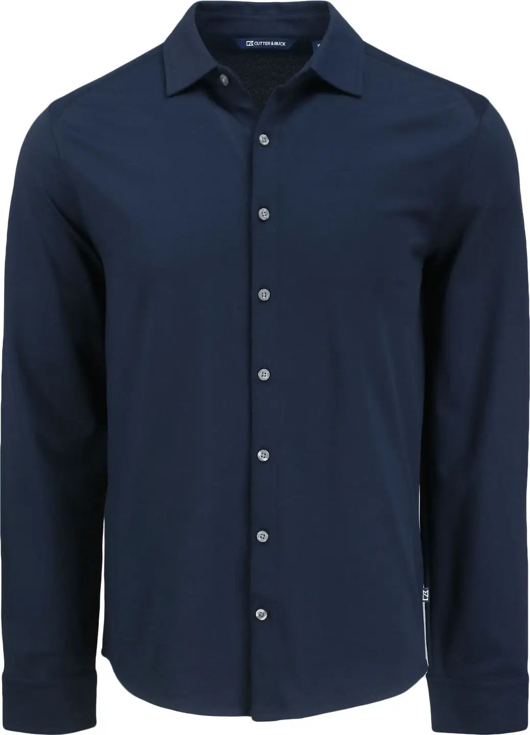 Cutter & Buck Mck01332 Advantage Tri-blend Eco Soft Pique Long Sleeve Knitted Mens Button Up - Liberty Navy
