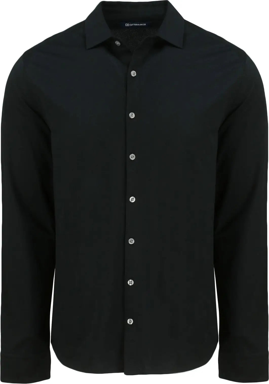 Cutter & Buck Mck01332 Advantage Tri-blend Eco Soft Pique Long Sleeve Knitted Mens Button Up - Black