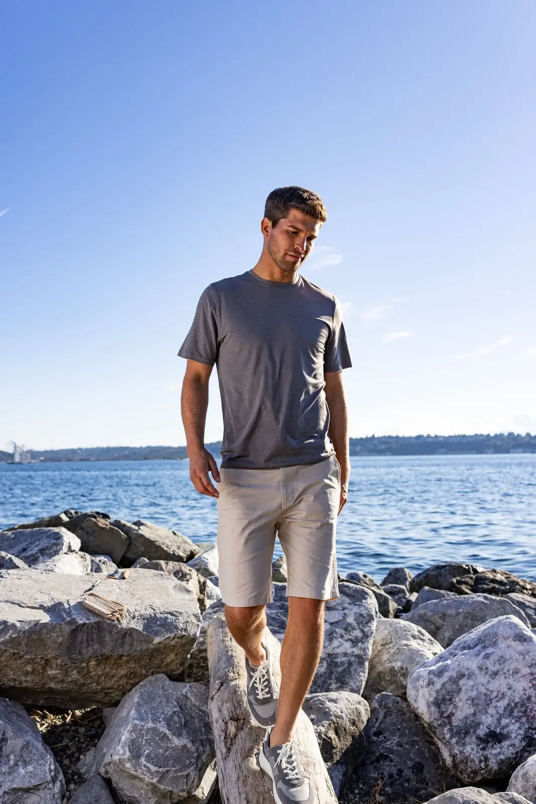 Cutter & Buck Mck01333 Coastline Epic Comfort Recycled Mens Short Sleeve Tee - Elemental Gray - Adult s
