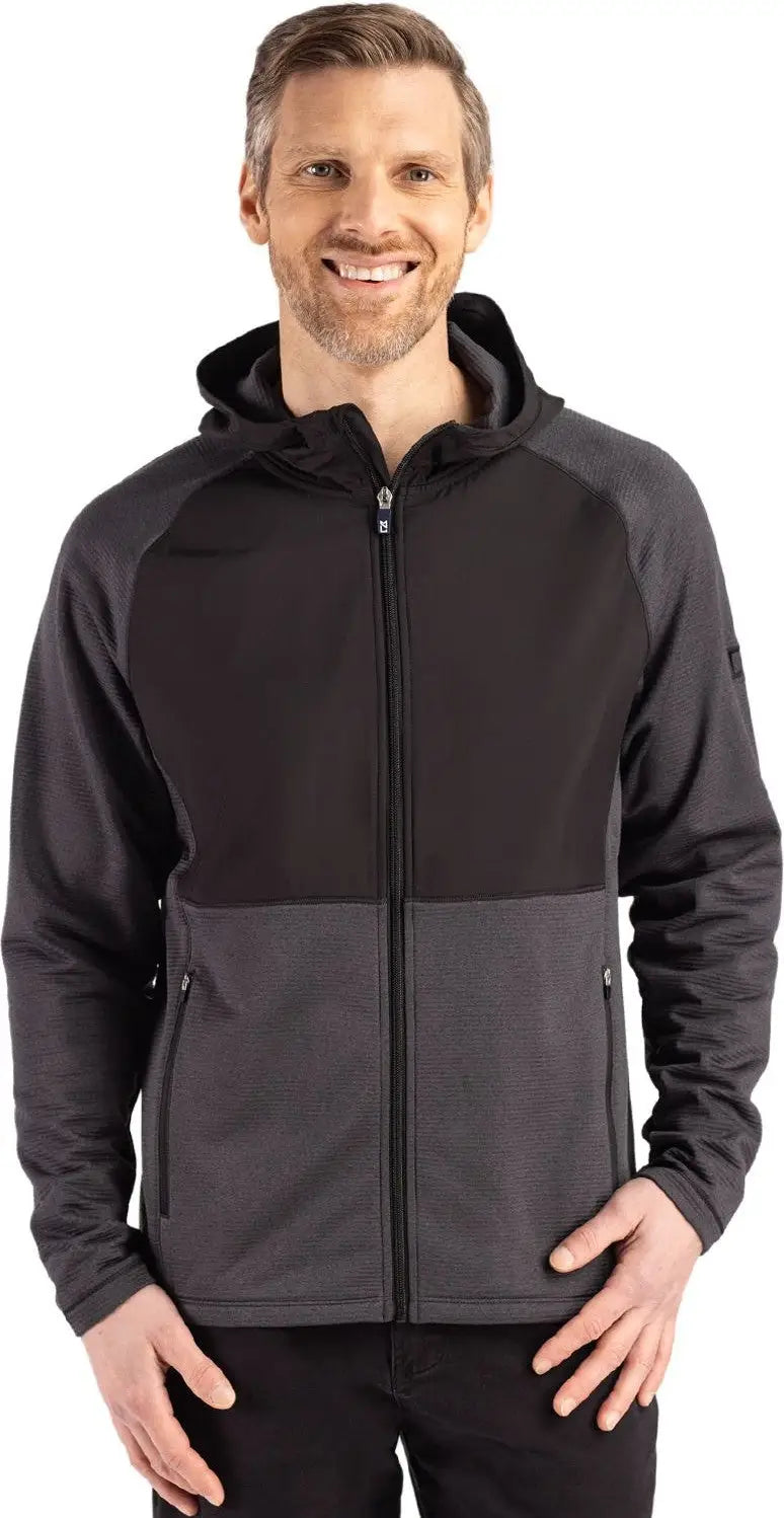 Cutter & Buck Mck01334 Peshastin Fleece Recycled Mens Hybrid Jacket - Black Heather - Adult s