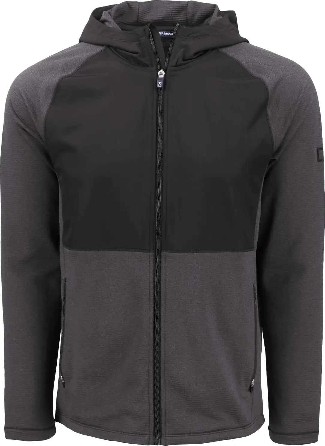 Cutter & Buck Mck01334 Peshastin Fleece Recycled Mens Hybrid Jacket - Black Heather