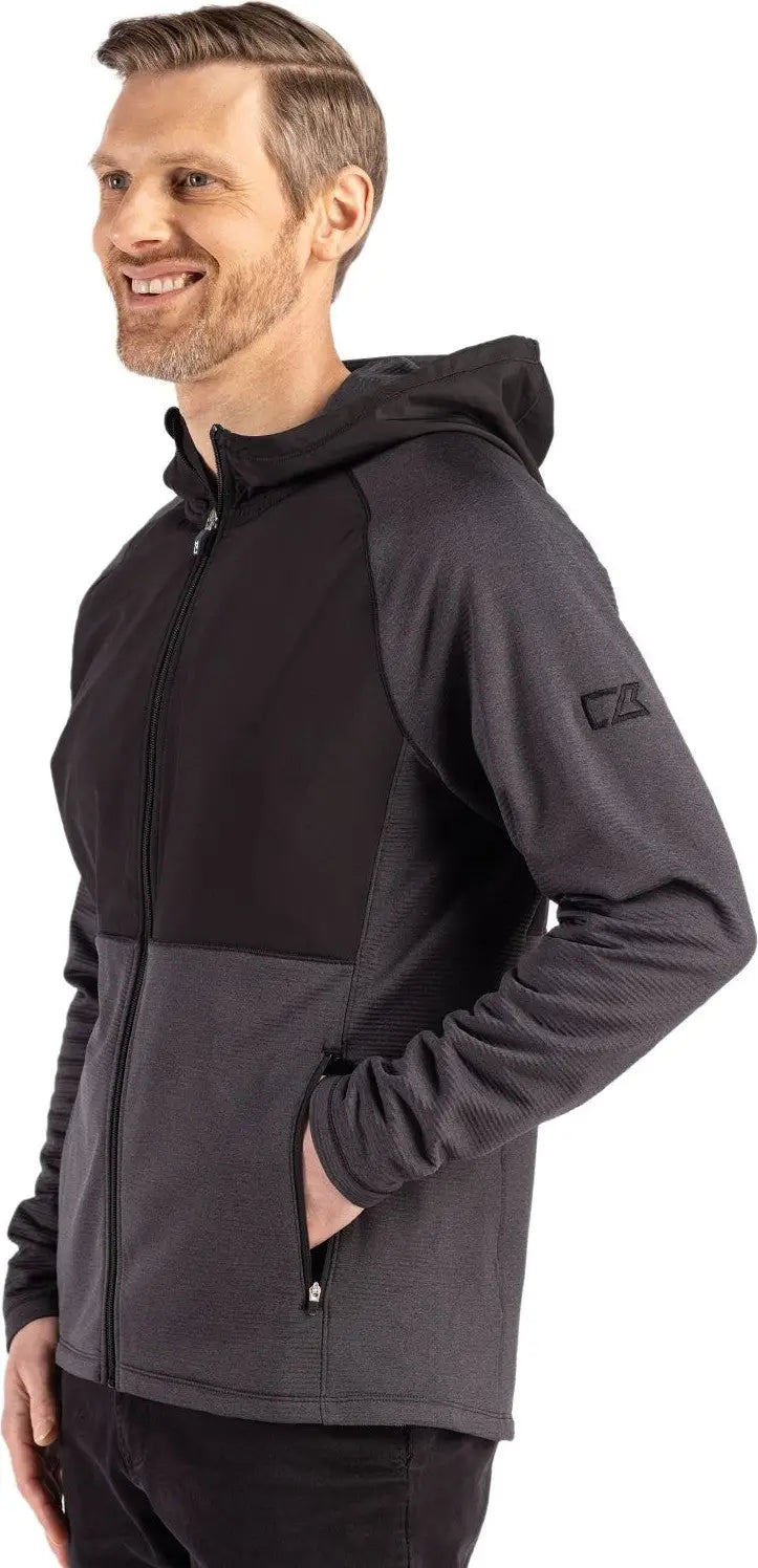 Cutter & Buck Mck01334 Peshastin Fleece Recycled Mens Hybrid Jacket - Black Heather