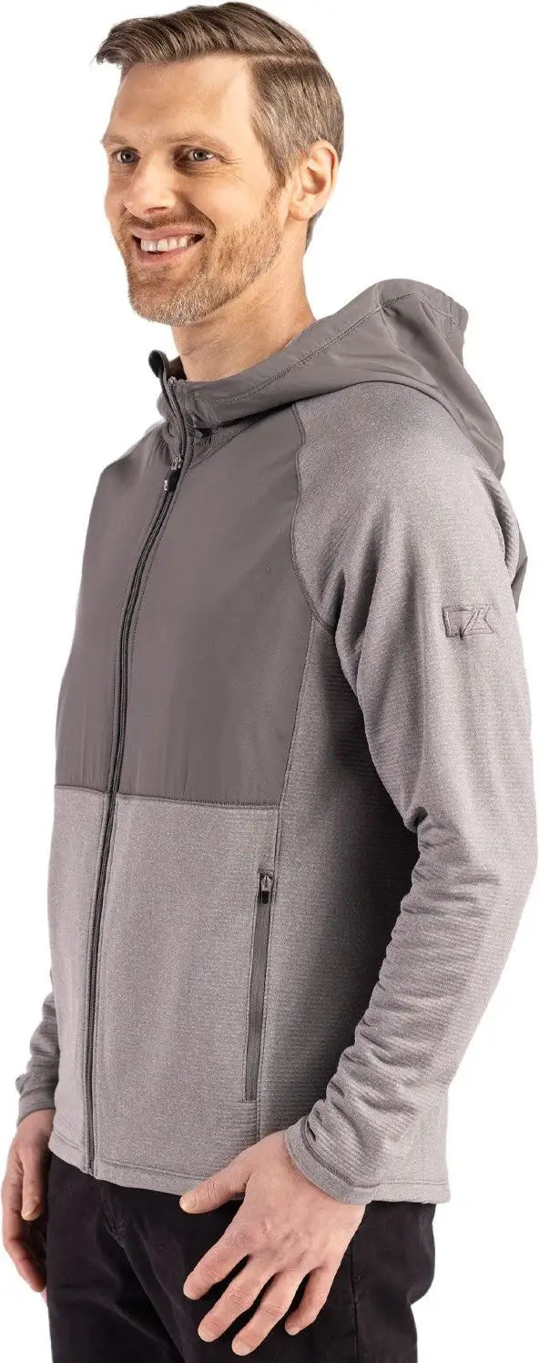 Cutter & Buck Mck01334 Peshastin Fleece Recycled Mens Hybrid Jacket - Elemental Gray Heather