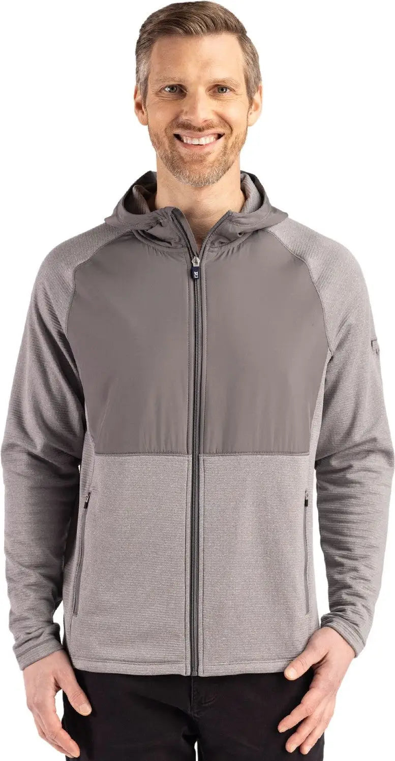 Cutter & Buck Mck01334 Peshastin Fleece Recycled Mens Hybrid Jacket - Elemental Gray Heather - Adult s