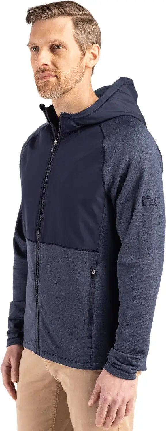 Cutter & Buck Mck01334 Peshastin Fleece Recycled Mens Hybrid Jacket - Navy Blue Heather