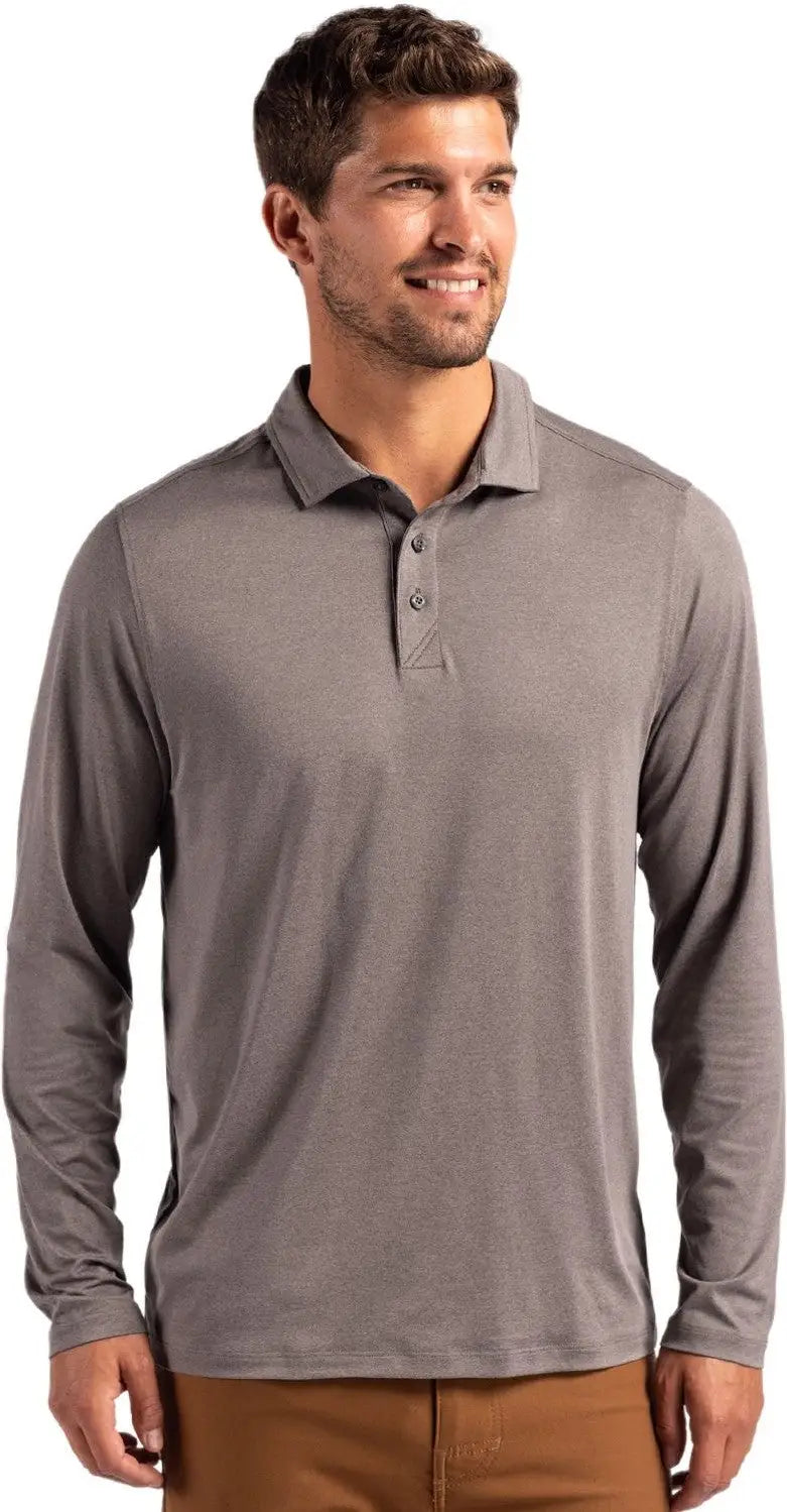 Cutter & Buck Mck01335 Coastline Epic Comfort Recycled Mens Long Sleeve Polo - Elemental Gray - Adult s