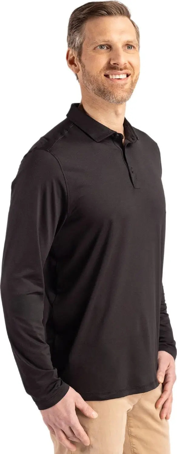 Cutter & Buck Mck01335 Coastline Epic Comfort Recycled Mens Long Sleeve Polo - Black