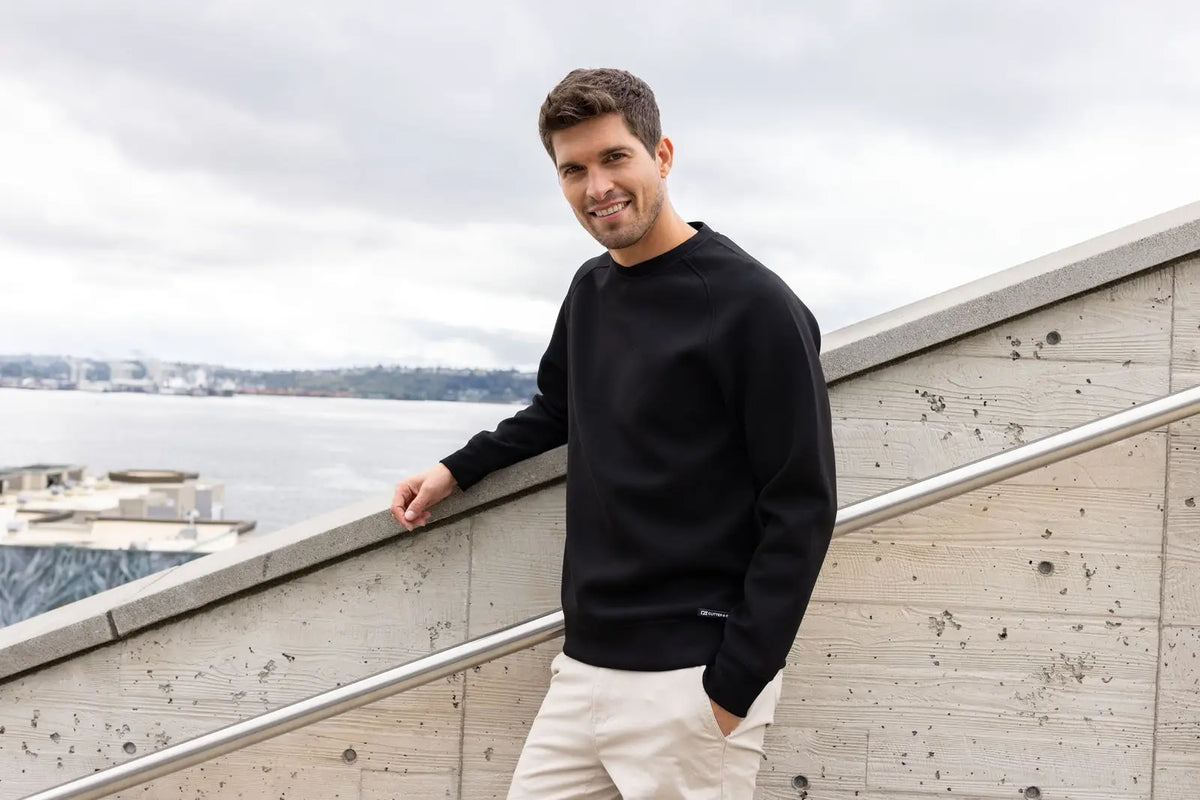Cutter & Buck Mck01340 Roam Epic Versatility Recycled Crew Neck Mens Pullover - Black